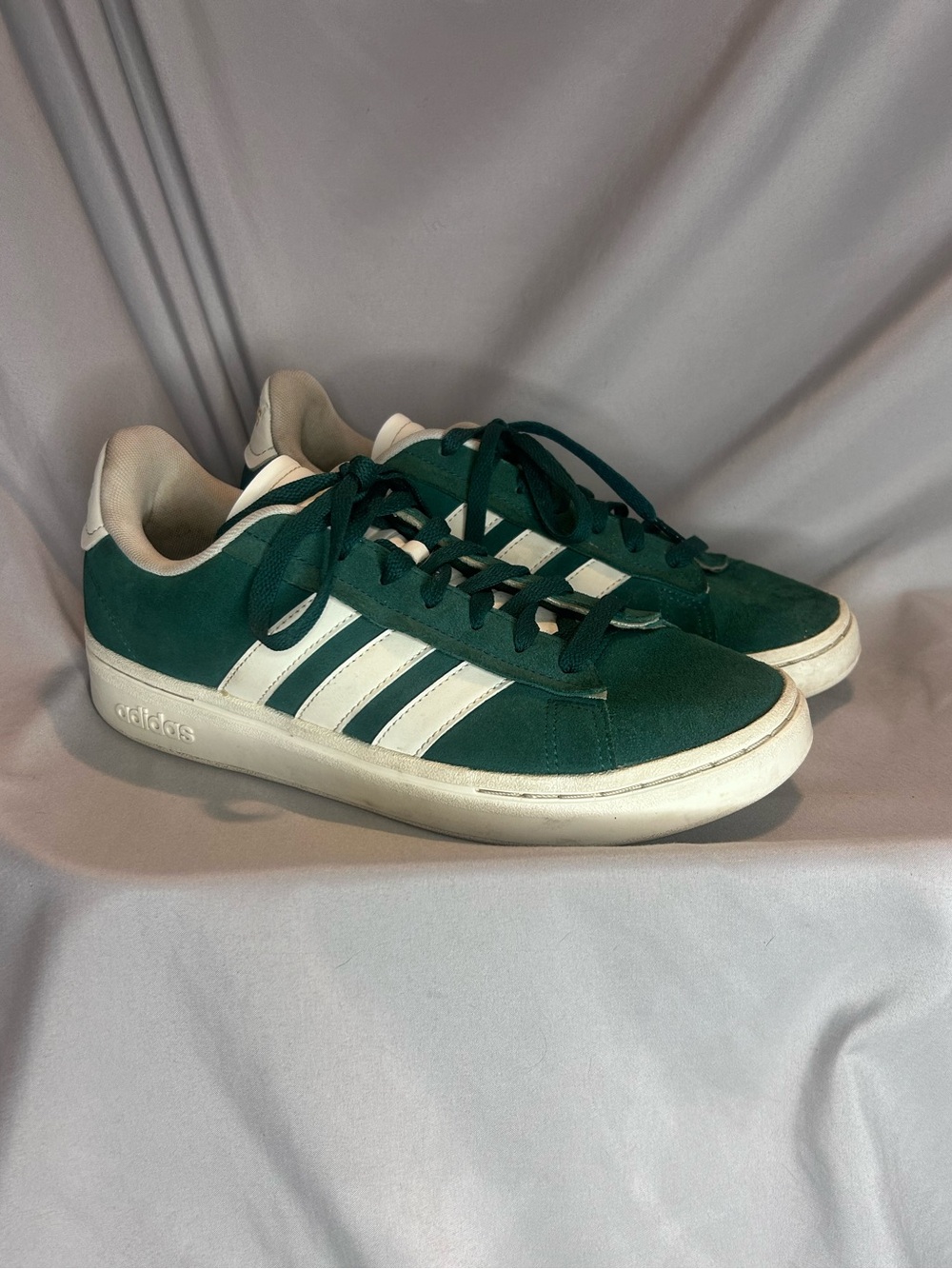 adidas Men’s Dark Green Suede Sneakers with White Stripes
